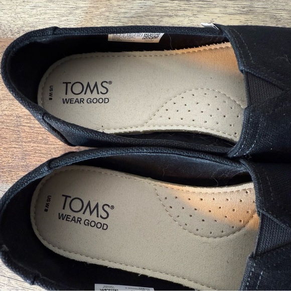 TOMS Black Alpargata Slip On Flats Canvas Classic Summer Vacation Size 8 - Picture 6 of 9